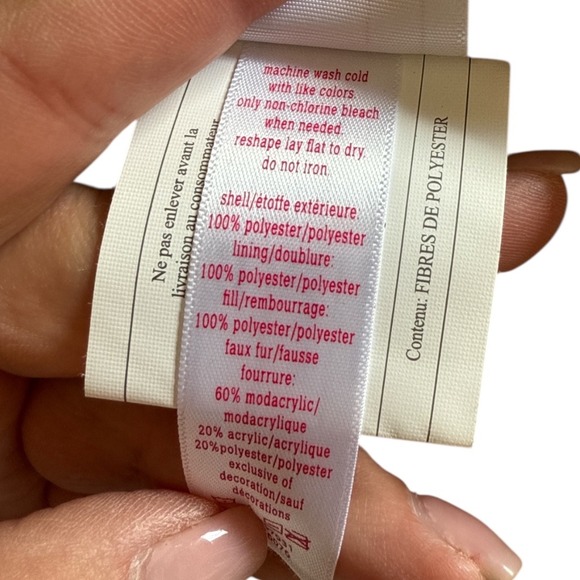 Girls Justice Bright Coral Faux Fur Hooded Sherpa Bomber Jacket Size 8/10 - Picture 8 of 8